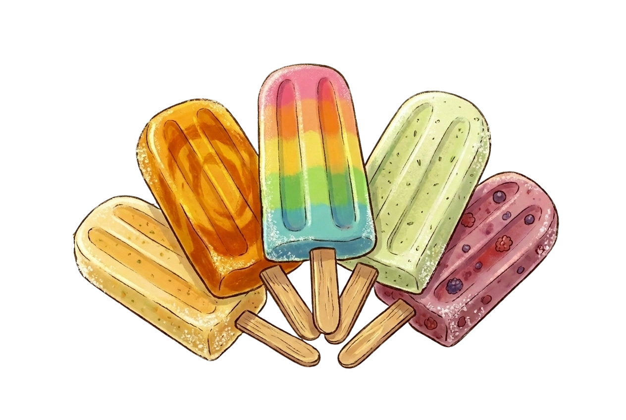 Illustrated popsicles in summer colours
